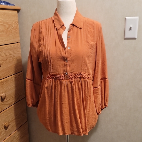 NY Collection Tops - Womens Peplum 3/4 Sleeve Blouse